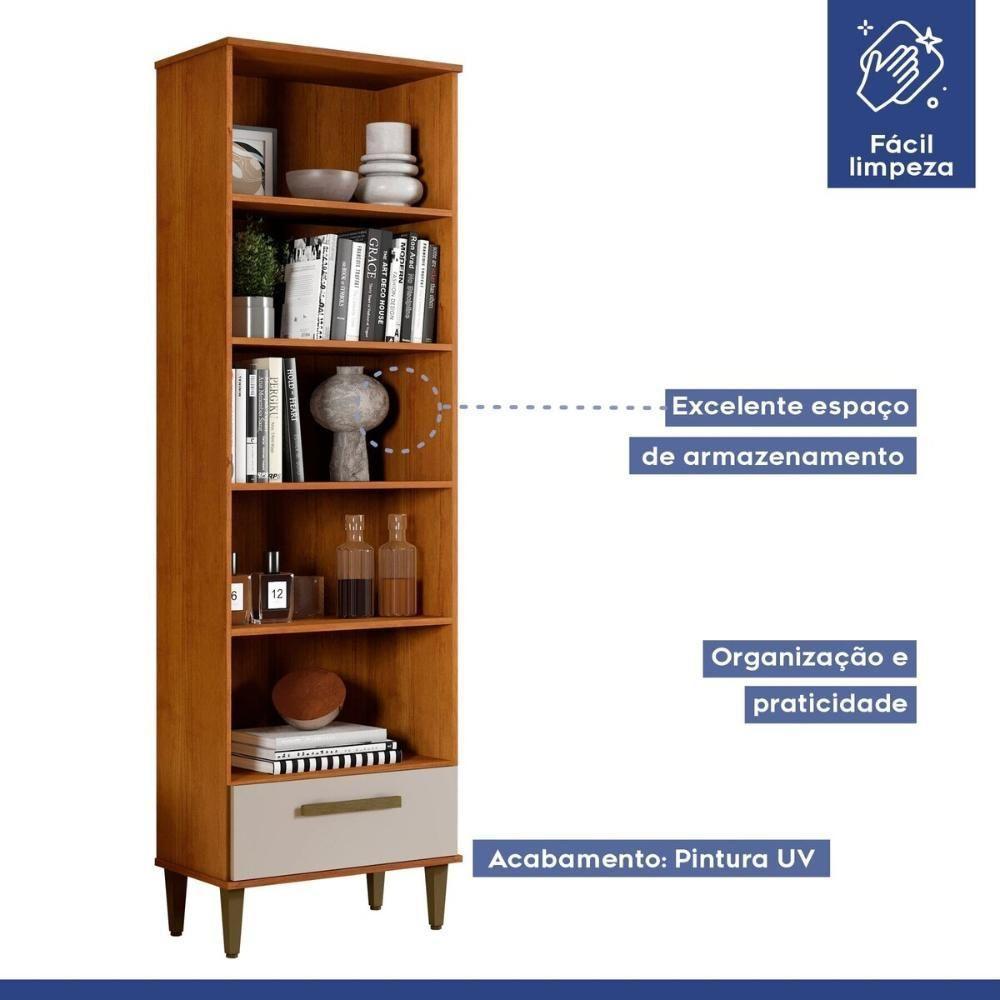 Armário Multiuso Natal 2 Portas 1 Gaveta Nature Off White Kaiki Móveis - 8