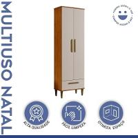 Armário Multiuso Natal 2 Portas 1 Gaveta Nature Off White Kaiki Móveis