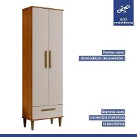 Armário Multiuso Natal 2 Portas 1 Gaveta Nature Off White Kaiki Móveis - 5