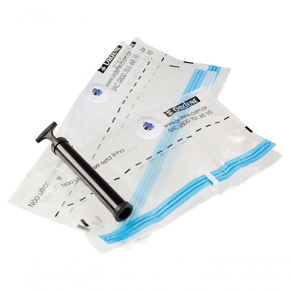 Kit De Saco A Vácuo Organizador 4 Médios 45x65cm Transparente Vac Bag Ordene + Bomba De Ar - 2
