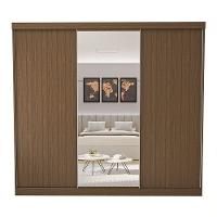 Guarda Roupa 3 Portas De Correr Com Espelho Central 4 Gavetas Barcelona Minastex Freijó - 8