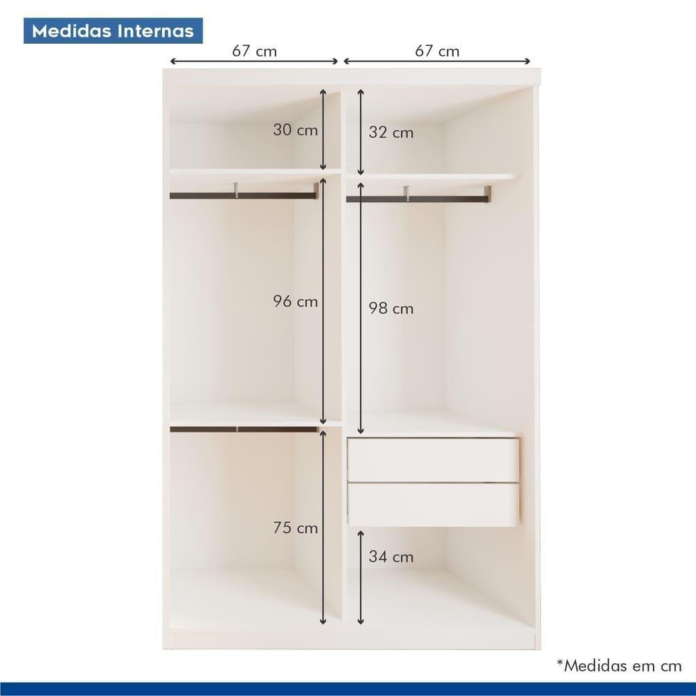 Guarda Roupa 2 Portas De Correr 2 Gavetas Kiara Minastex Branco - 8