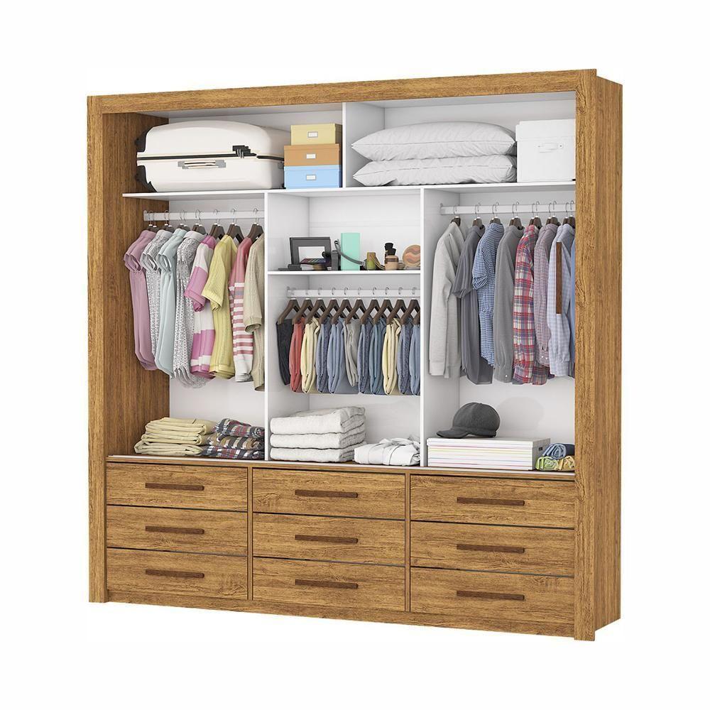 Guarda Roupa Roupeiro Anjos 3 Portas De Correr Com Espelho Central 9 Gavetas Carioca Cinamomo - 6