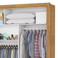 Guarda Roupa Roupeiro Anjos 3 Portas De Correr Com Espelho Central 9 Gavetas Carioca Cinamomo - 5