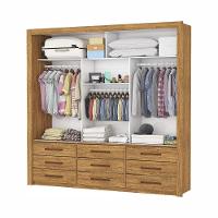 Guarda Roupa Roupeiro Anjos 3 Portas De Correr Com Espelho Central 9 Gavetas Carioca Cinamomo - 6