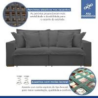 Sofá Cama Retrátil E Reclinável Arizona Veludo Cinza 2,20m - 10