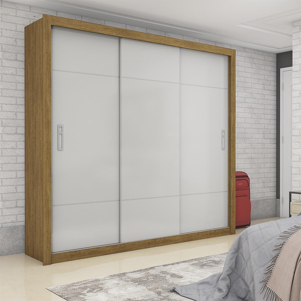 Guarda Roupa Roupeiro Lotse 3 Portas De Correr 4 Gavetas Carioca Cinamomo Off White - 2