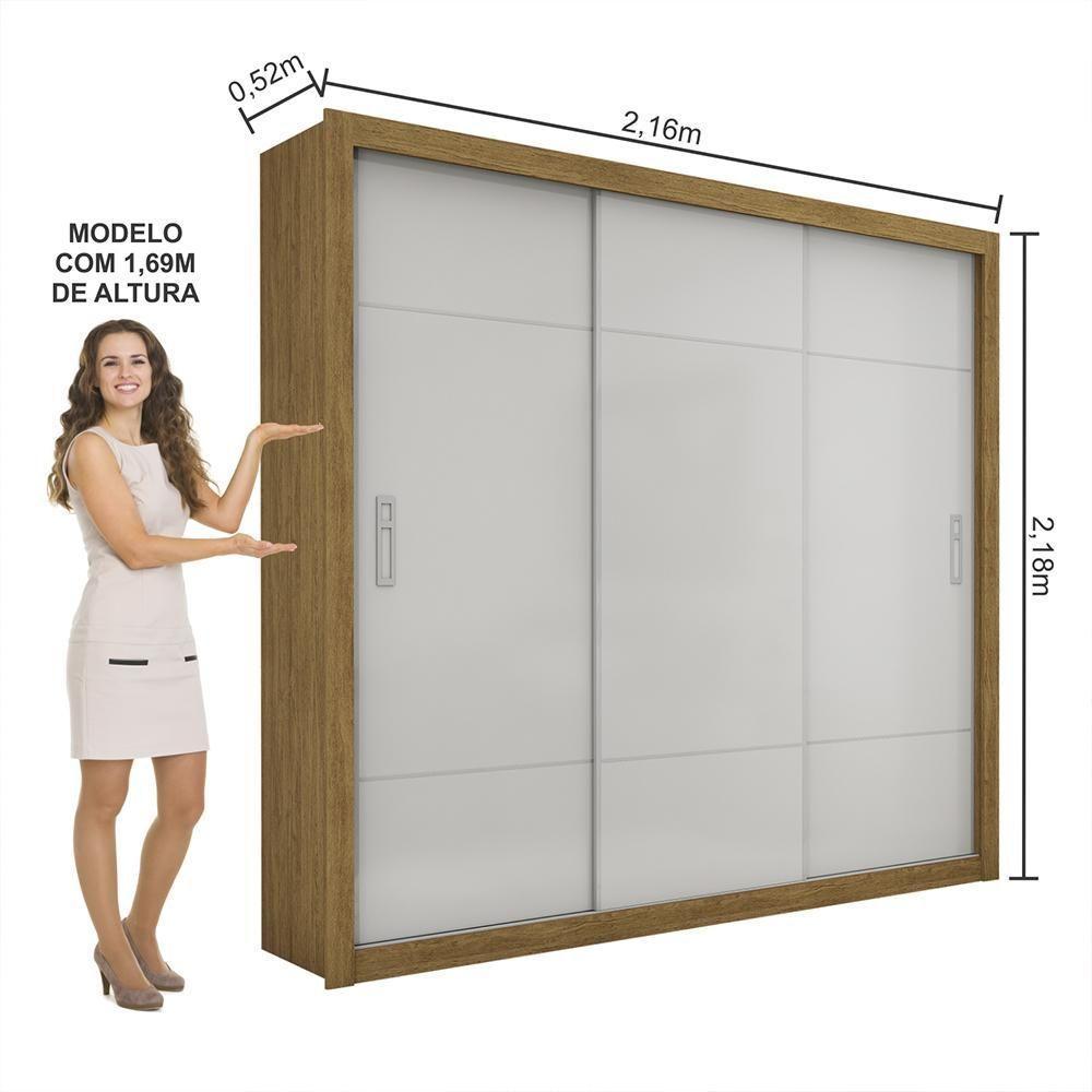 Guarda Roupa Roupeiro Lotse 3 Portas De Correr 4 Gavetas Carioca Cinamomo Off White - 3