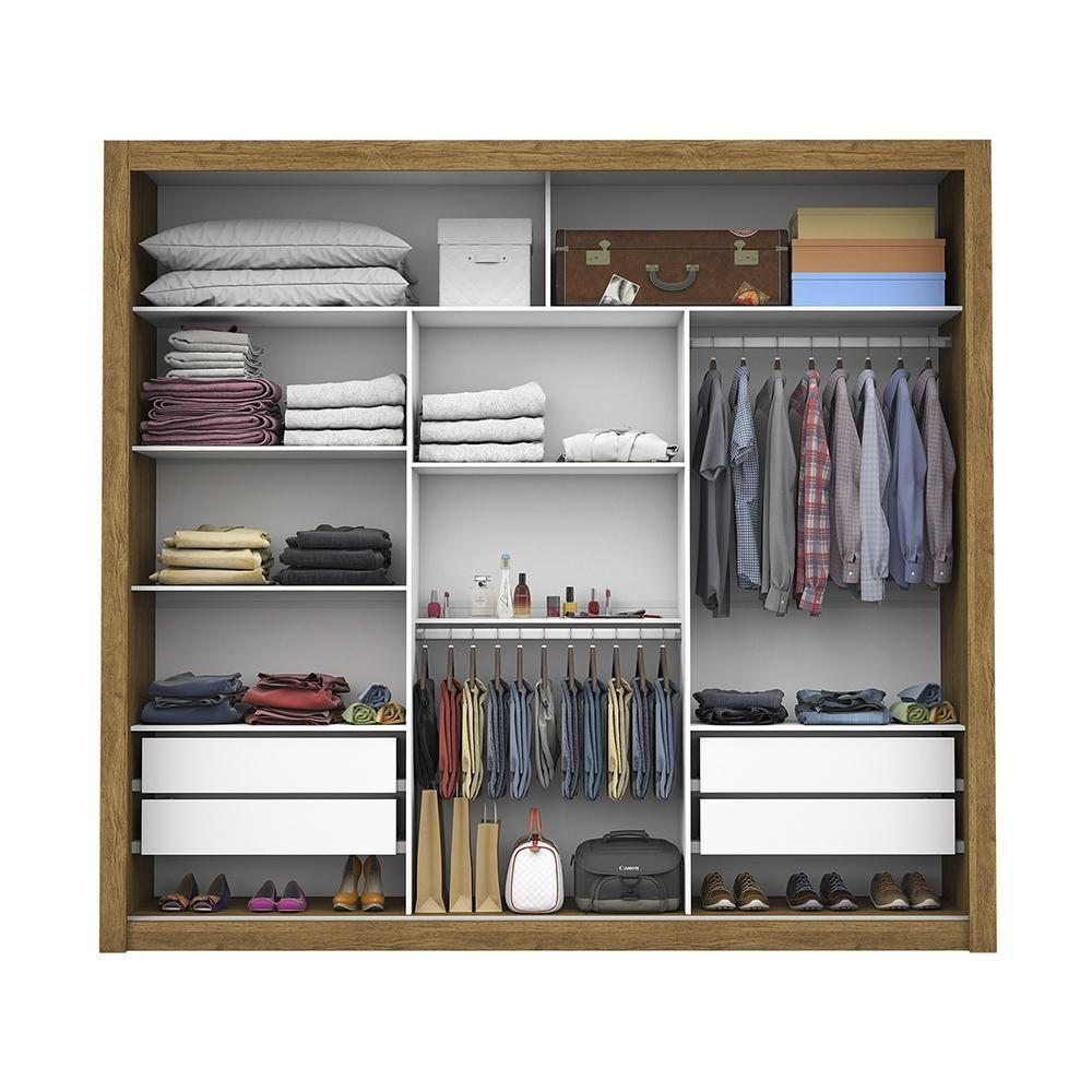 Guarda Roupa Roupeiro Lotse 3 Portas De Correr 4 Gavetas Carioca Cinamomo Off White - 4