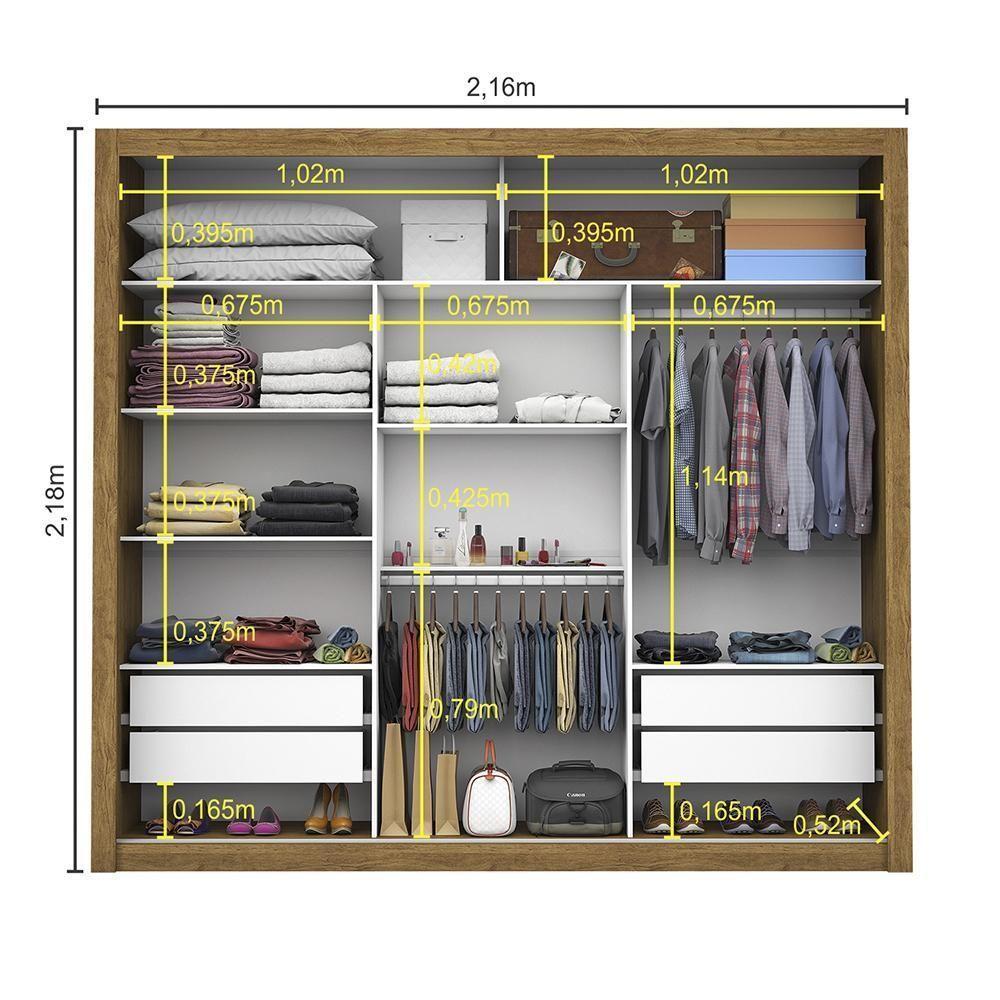 Guarda Roupa Roupeiro Lotse 3 Portas De Correr 4 Gavetas Carioca Cinamomo Off White - 5