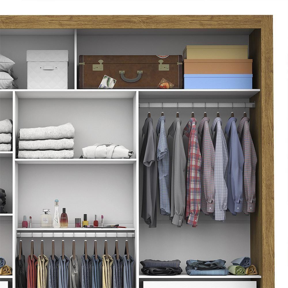 Guarda Roupa Roupeiro Lotse 3 Portas De Correr 4 Gavetas Carioca Cinamomo Off White - 6