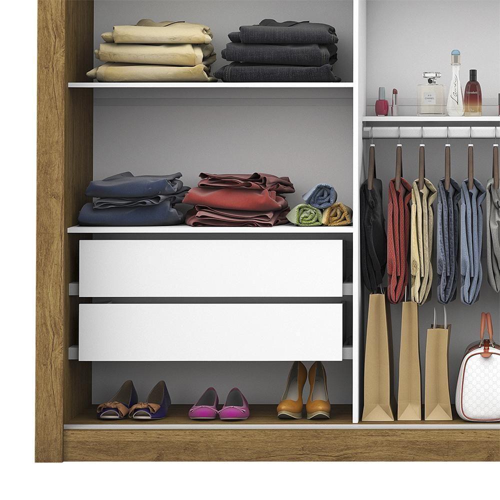 Guarda Roupa Roupeiro Lotse 3 Portas De Correr 4 Gavetas Carioca Cinamomo Off White - 7