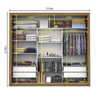 Guarda Roupa Roupeiro Lotse 3 Portas De Correr 4 Gavetas Carioca Cinamomo Off White - 5