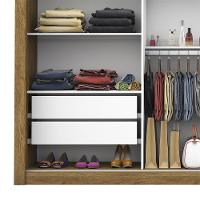 Guarda Roupa Roupeiro Lotse 3 Portas De Correr 4 Gavetas Carioca Cinamomo Off White - 7