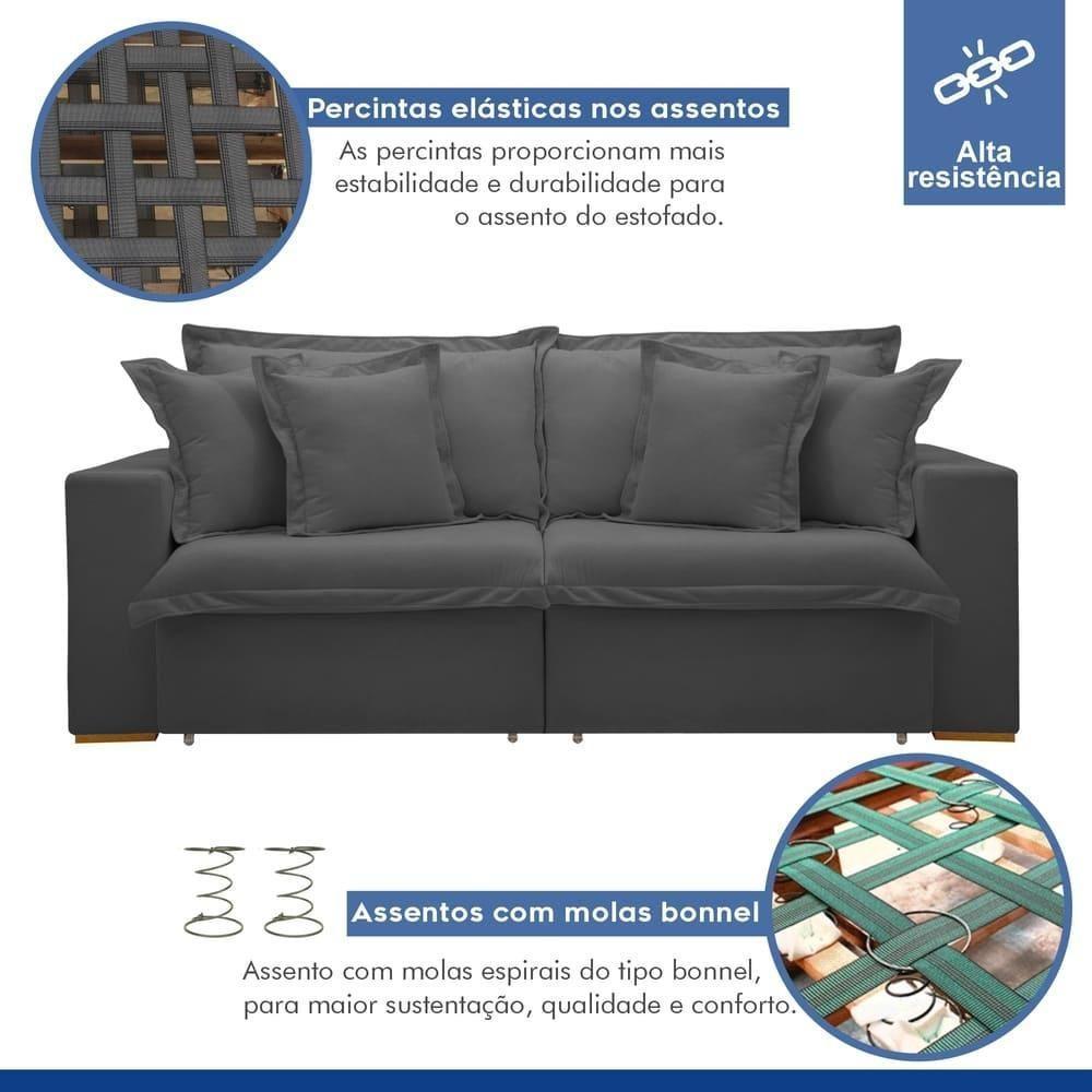 Sofá Cama Retrátil E Reclinável Arizona Boucle Cinza 2,20m - 7