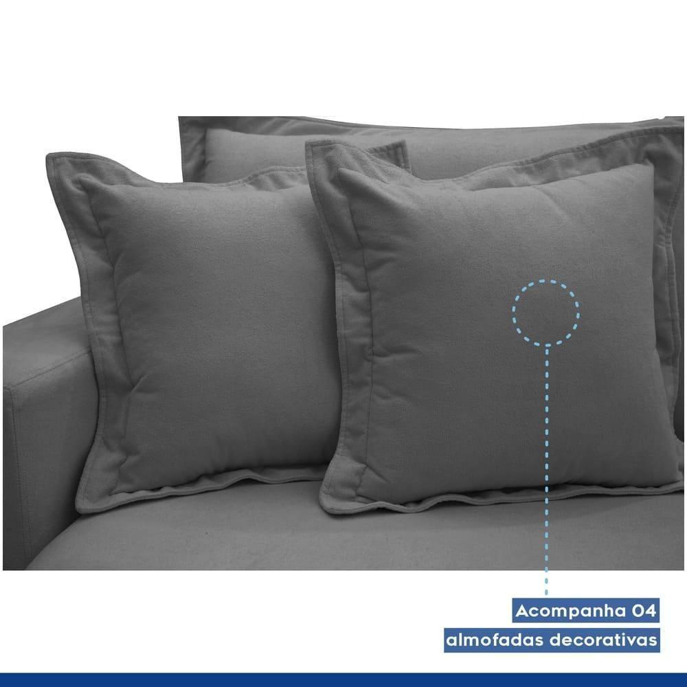 Sofá Cama Retrátil E Reclinável Arizona Boucle Cinza 2,20m - 10