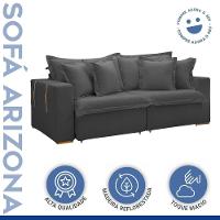 Sofá Cama Retrátil E Reclinável Arizona Boucle Cinza 2,20m - 6