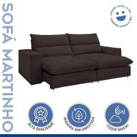 Sofá Retrátil E Reclinável Martinho Veludo Marrom 2,10m