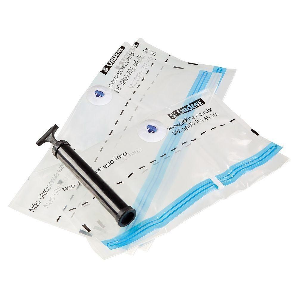 Kit De Saco A Vácuo Organizador 8 Médios 45x65cm Transparente Vac Bag Ordene + 2 Bomba De Ar - 3