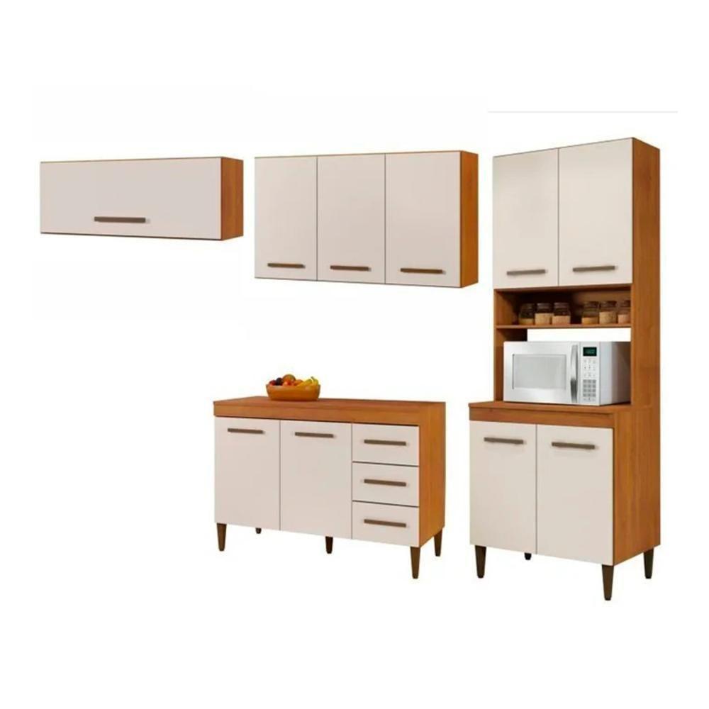 Cozinha Modulada 10 Portas 3 Gavetas Kaiki Móveis Nature Off White - 1
