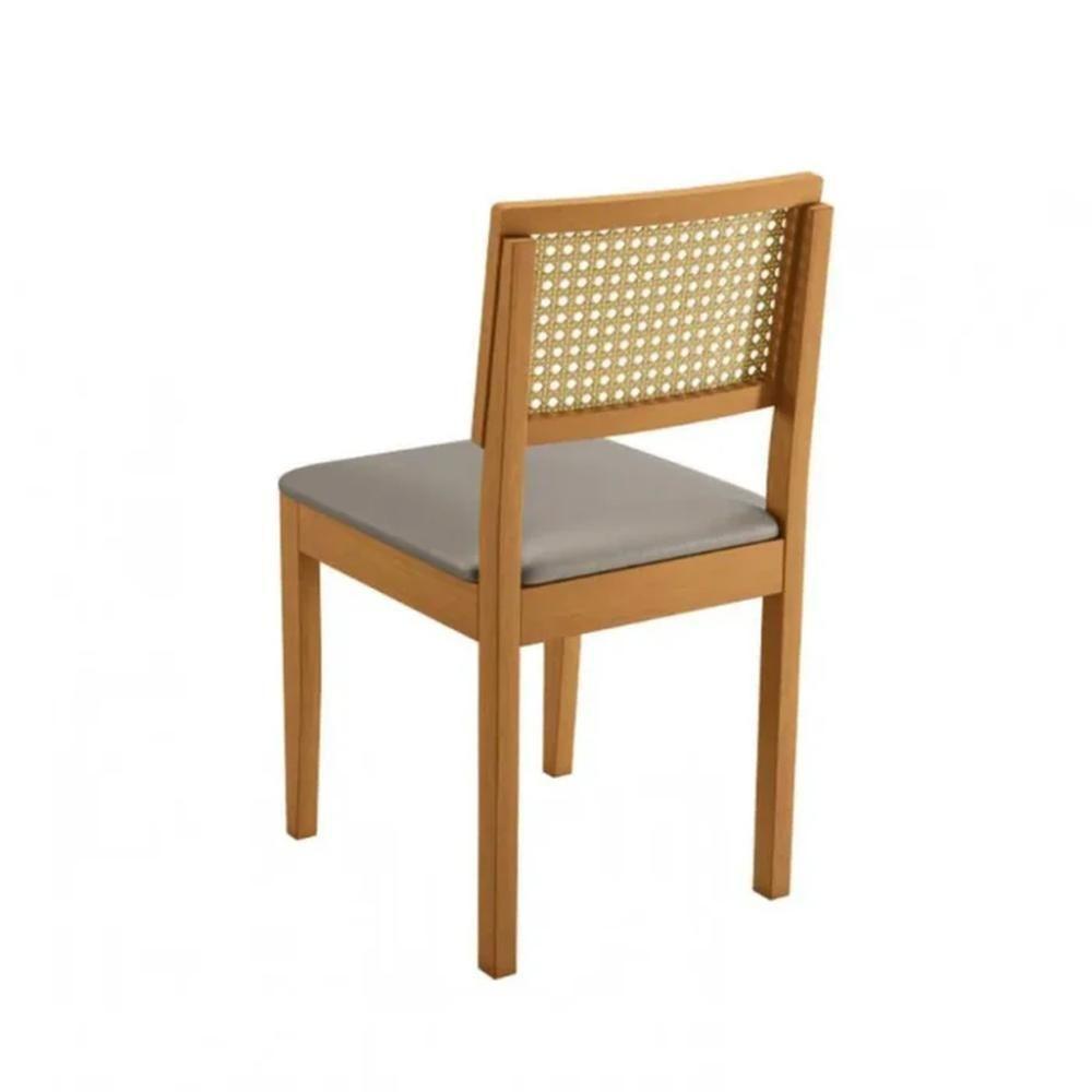 Conjunto 2 Cadeiras De Jantar Jade 03 Em Madeira Maciça Jcm E Encosto Rattan E Veludo Bege - 4