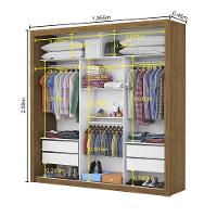 Guarda Roupa Roupeiro Clarice 3 Portas De Correr Com Espelho Central 4 Gavetas Carioca Cinamomo Branco