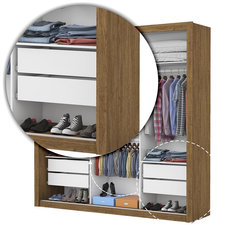 Guarda Roupa Roupeiro Clarice 3 Portas De Correr Com Espelho Central 4 Gavetas Carioca Cinamomo Off White - 7