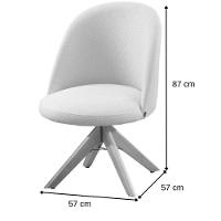 Cadeira Karine Linho Areia Com Base Giratória Em Madeira - 3