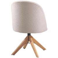 Cadeira Karine Linho Areia Com Base Giratória Em Madeira - 5