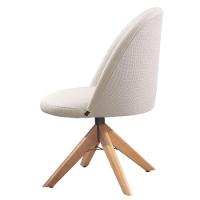 Cadeira Karine Linho Areia Com Base Giratória Em Madeira - 6