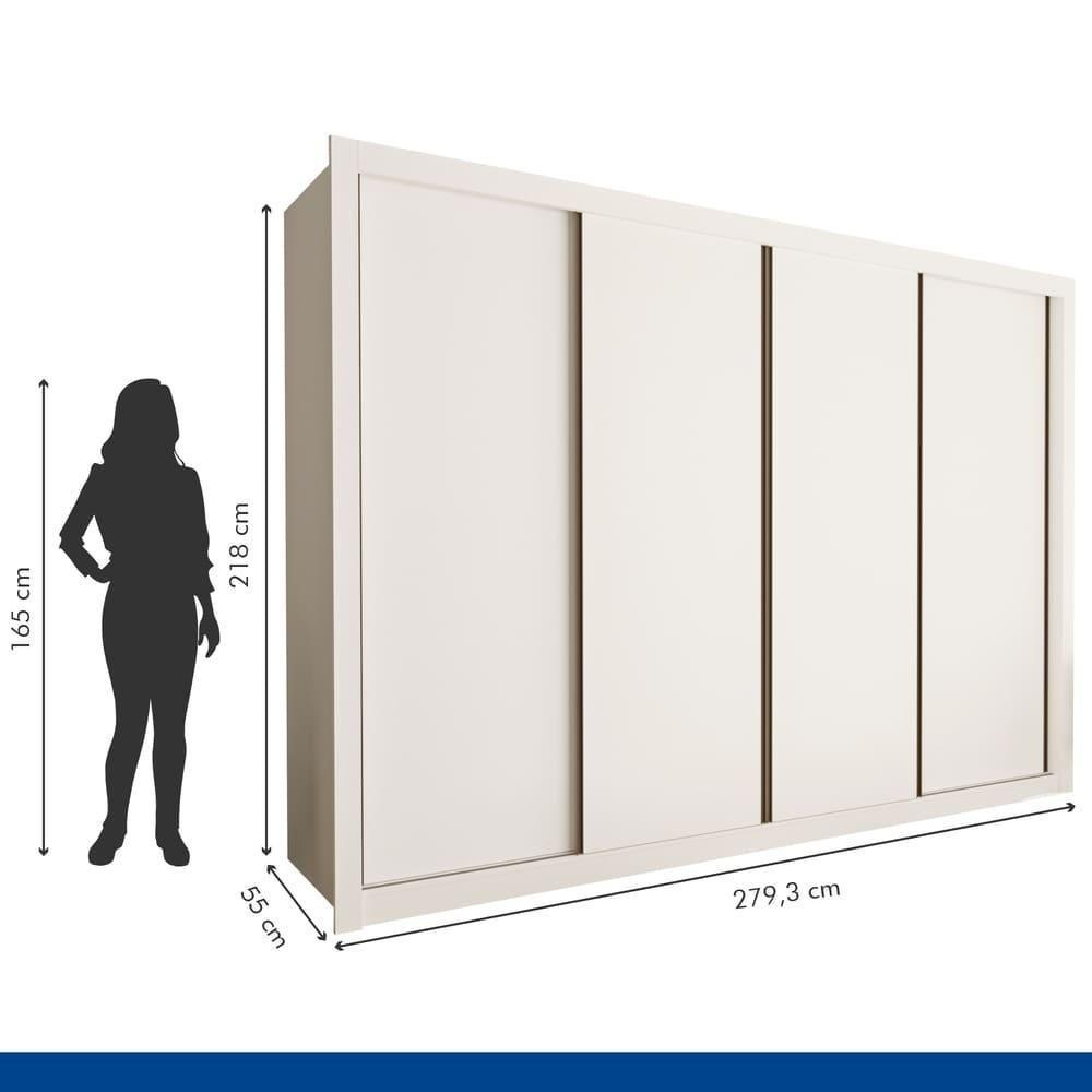 Guarda Roupa 4 Portas De Correr 4 Gavetas Nápoli Minastex Branco - 3