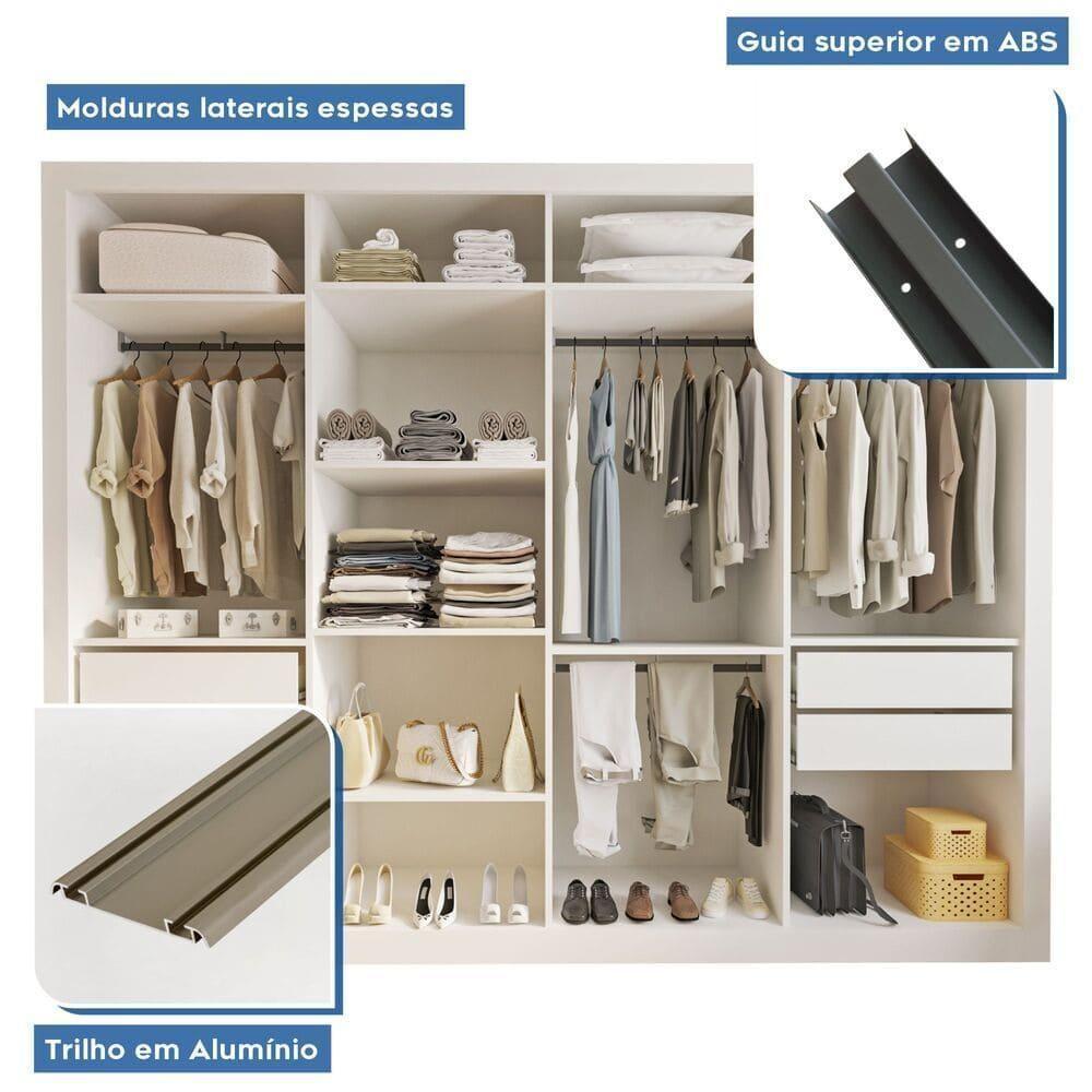 Guarda Roupa 4 Portas De Correr 4 Gavetas Nápoli Minastex Branco - 8