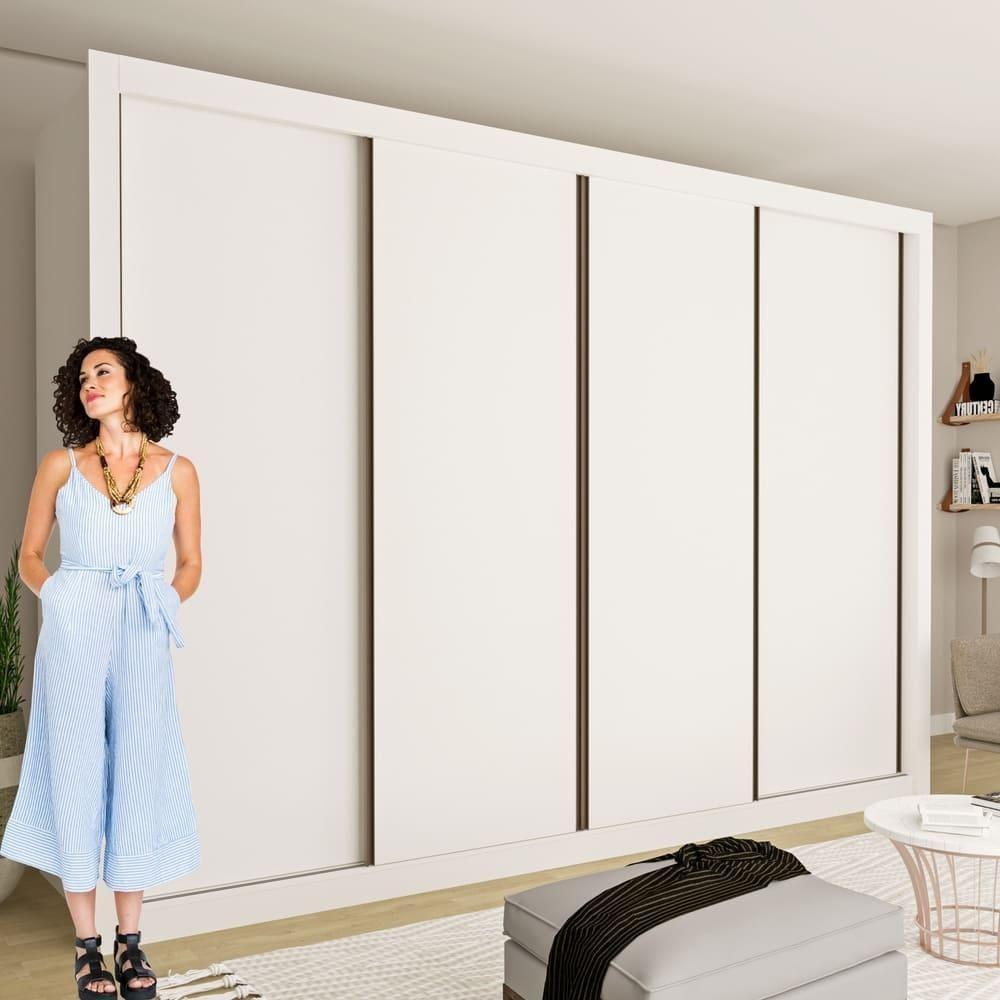 Guarda Roupa 4 Portas De Correr 4 Gavetas Nápoli Minastex Branco - 10