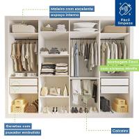 Guarda Roupa 4 Portas De Correr 4 Gavetas Nápoli Minastex Branco - 7