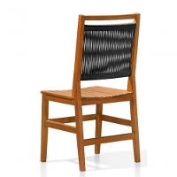 Kit 6 Cadeiras Rebeca Madeira Macica Eucalipto Enc Corda Nautica Cor:preta