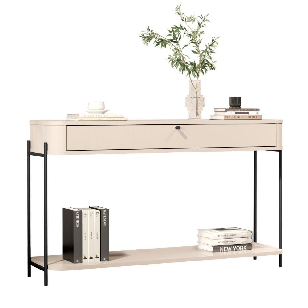 Aparador De Sala Aparador Para Sala Buffet 1 Gaveta - Off White Preto - 1