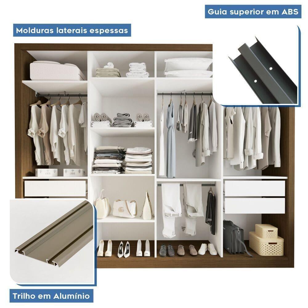 Guarda Roupa 4 Portas De Correr 4 Gavetas Nápoli Minastex Freijó - 8
