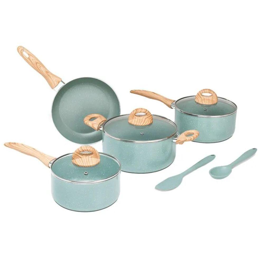 Jogo De Panelas Antiaderente Ceramic Life Botanika 6 Peças Verde Indução Brinox - 1