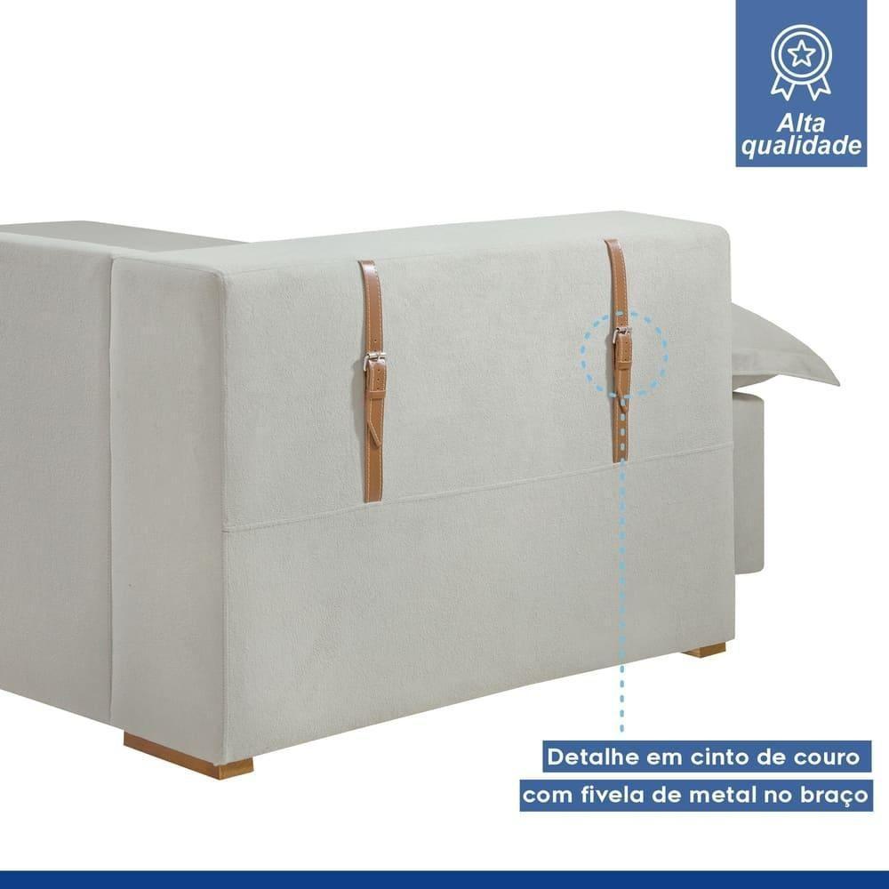 Sofá Cama Retrátil E Reclinável Arizona Boucle Gelo 2,20m - 2