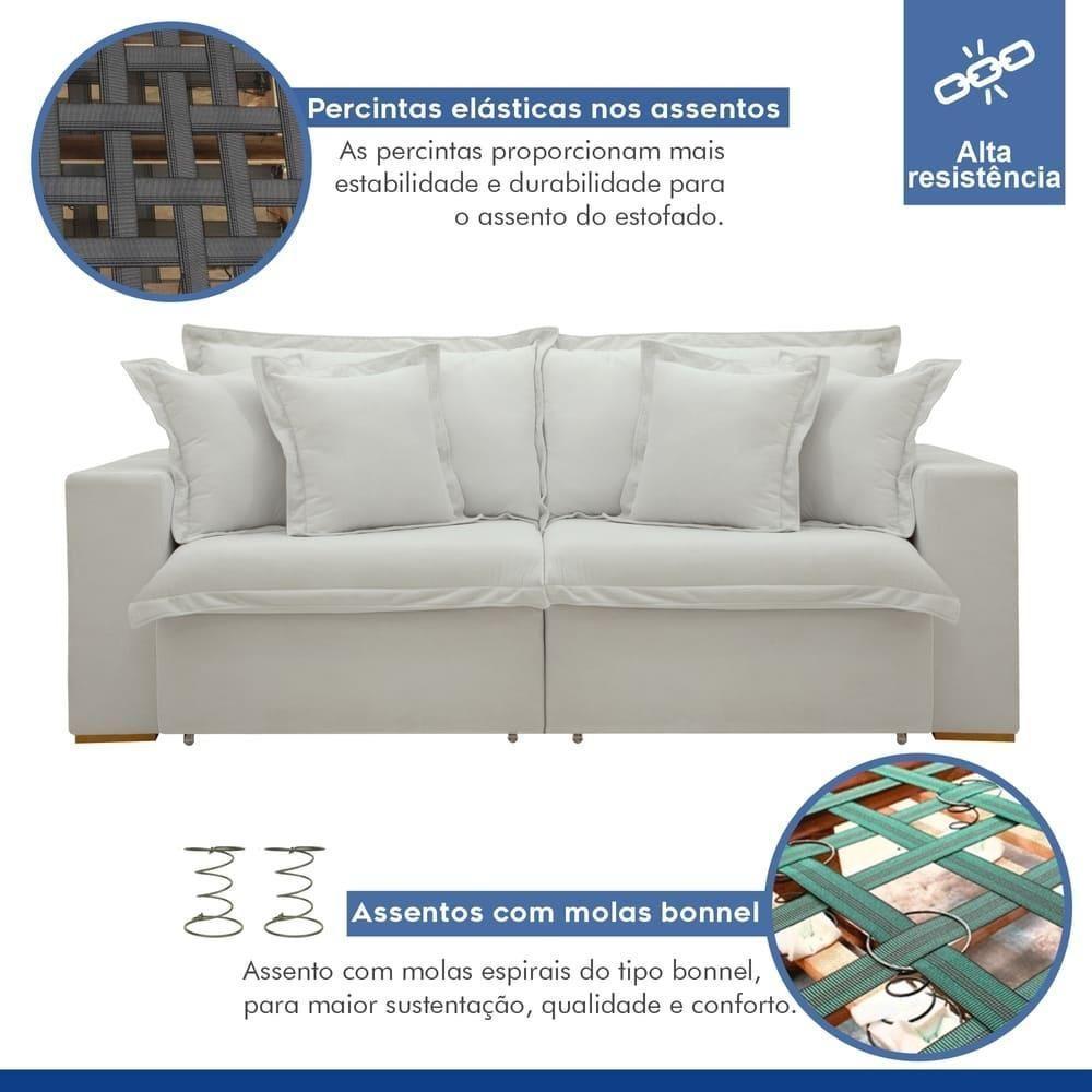 Sofá Cama Retrátil E Reclinável Arizona Boucle Gelo 2,20m - 9