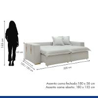 Sofá Cama Retrátil E Reclinável Arizona Boucle Gelo 2,20m - 6