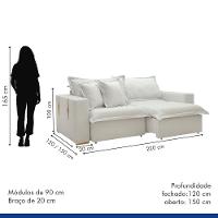 Sofá Cama Retrátil E Reclinável Arizona Boucle Gelo 2,20m - 7