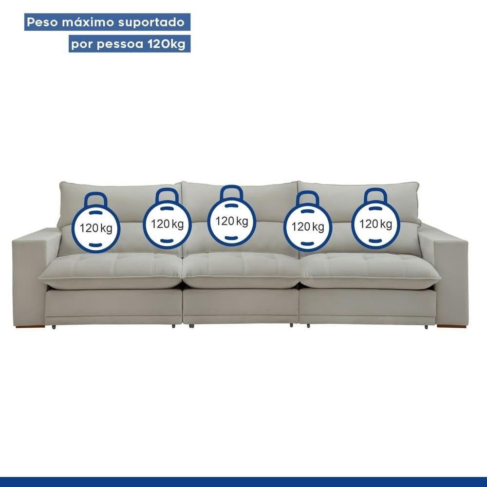 Sofá Retrátil E Reclinável Martinho Boucle Gelo 4,10m - 2