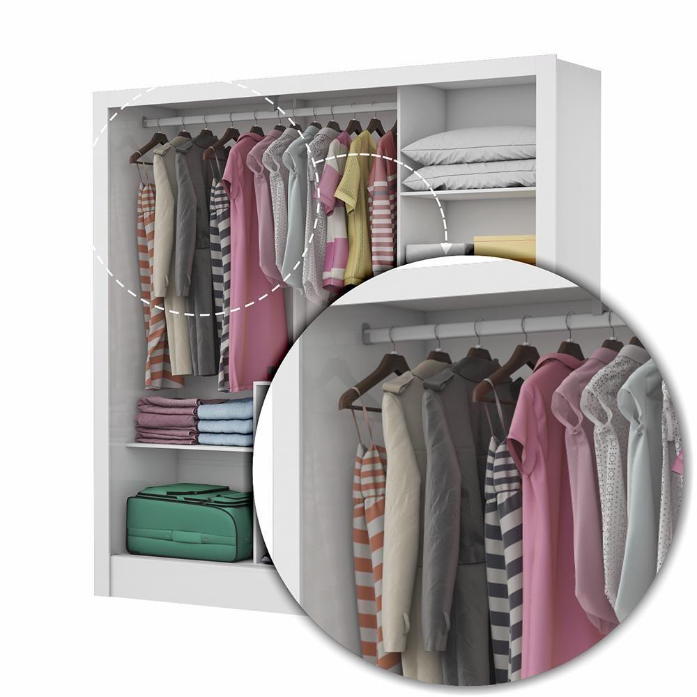 Guarda Roupa Roupeiro Dubai 3 Portas De Correr 3 Gavetas Carioca Branco Cinamomo - 5