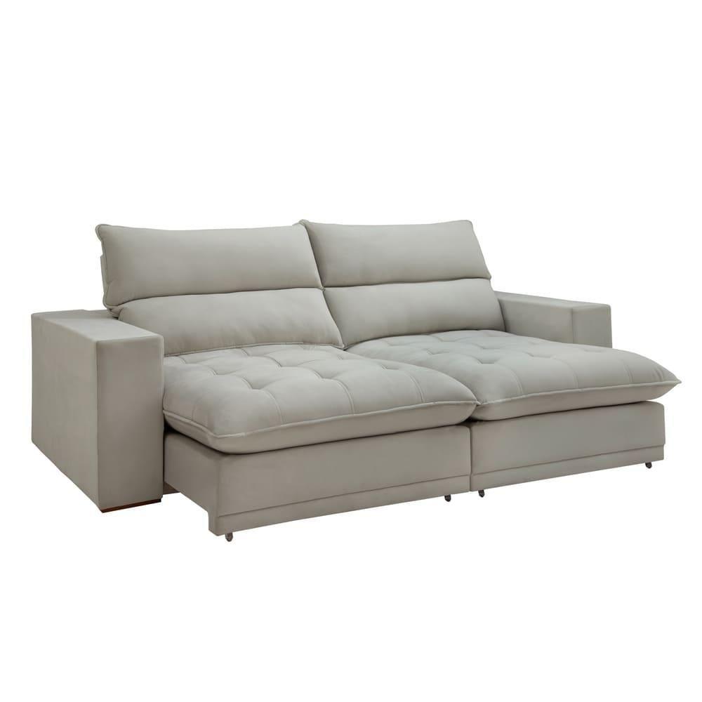 Sofá Retrátil E Reclinável Martinho Boucle Gelo 2,10m - 1