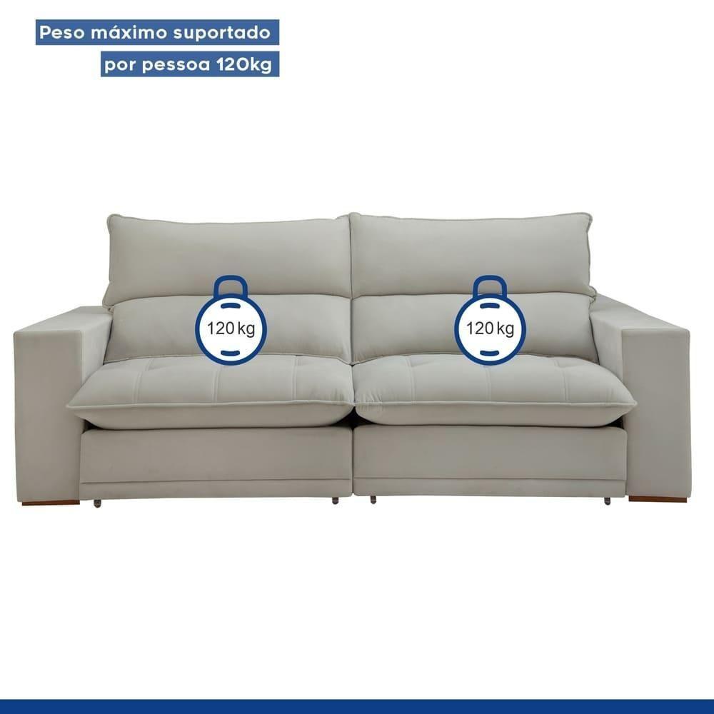 Sofá Retrátil E Reclinável Martinho Boucle Gelo 2,10m - 6
