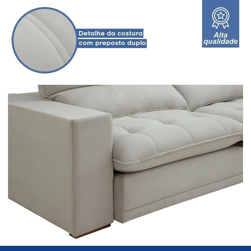 Sofá Retrátil E Reclinável Martinho Boucle Gelo 2,10m - 9