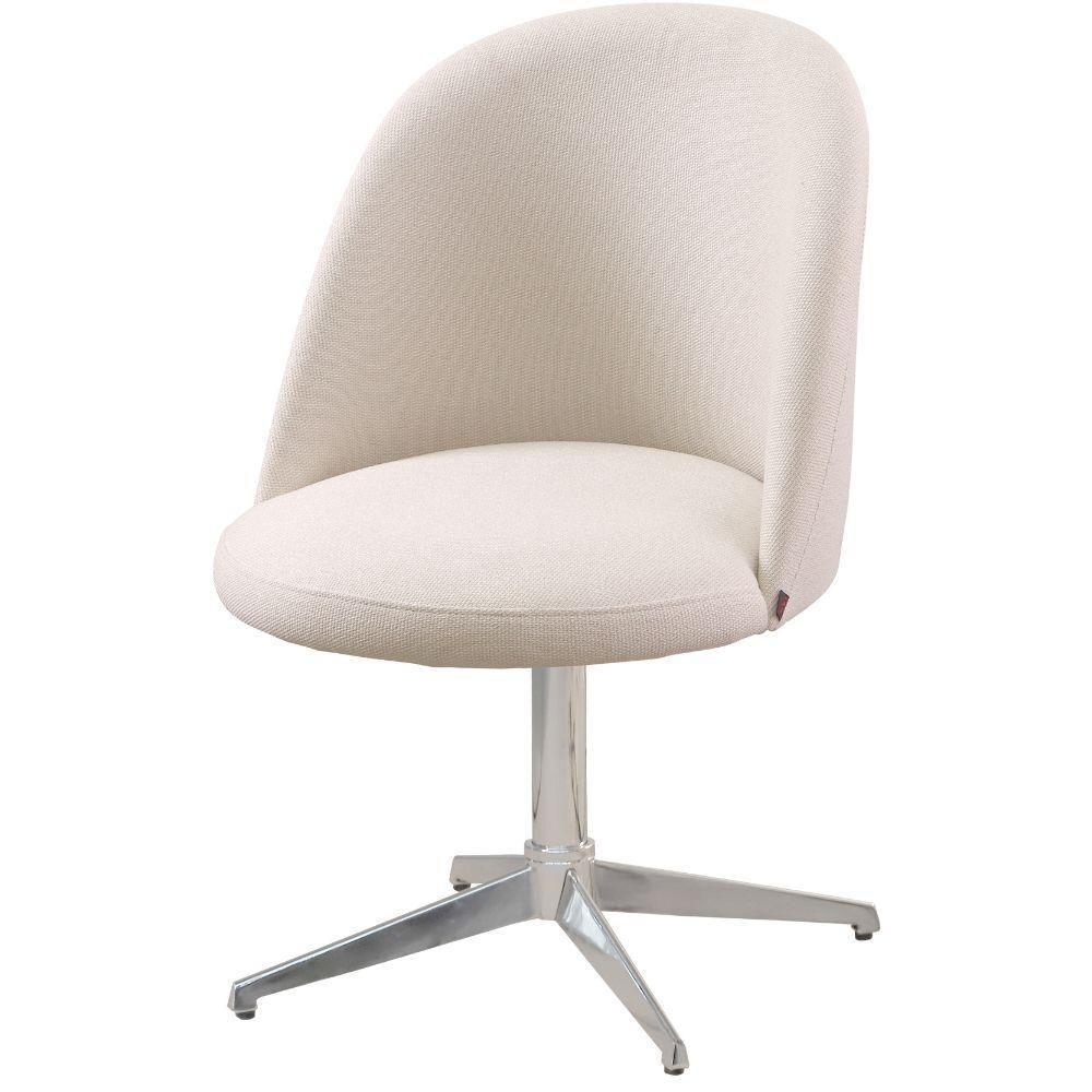 Cadeira Karine Linho Areia Com Base Giratória Em Alumínio - 1