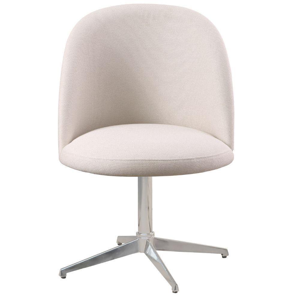 Cadeira Karine Linho Areia Com Base Giratória Em Alumínio - 8