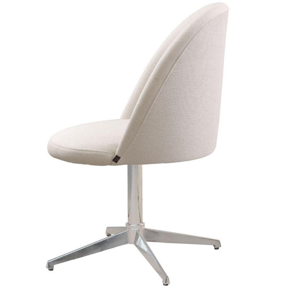 Cadeira Karine Linho Areia Com Base Giratória Em Alumínio - 10
